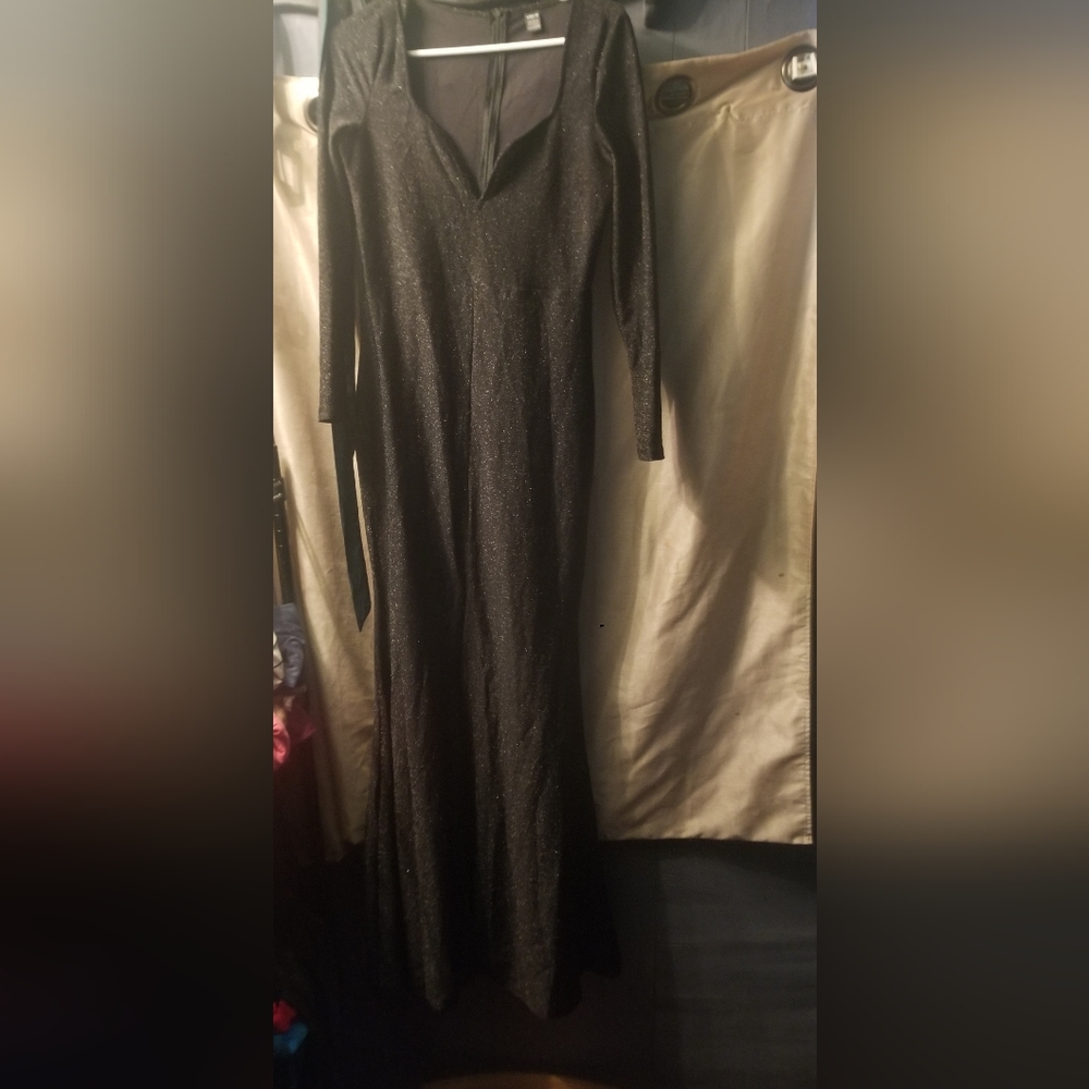 Shein long stretchy  black dress